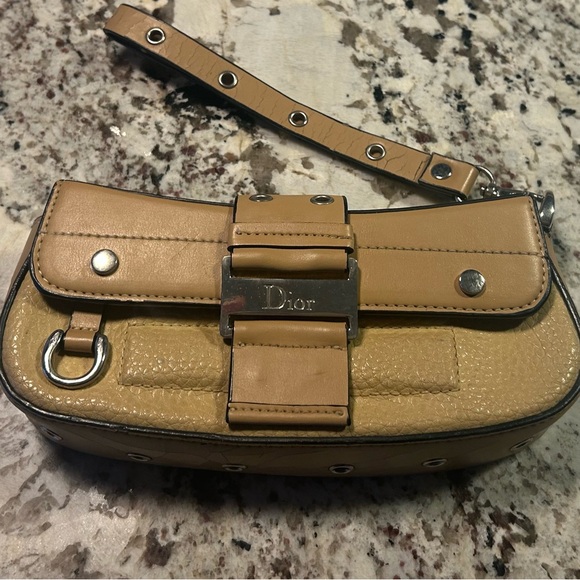 Dior Handbags - Tan Leather Clutch with Silver Accents
